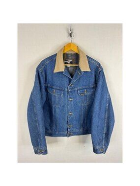 Vintage Mustang Stormrider Denim Jacket Blanket Lined Corduroy Collar 44 90s